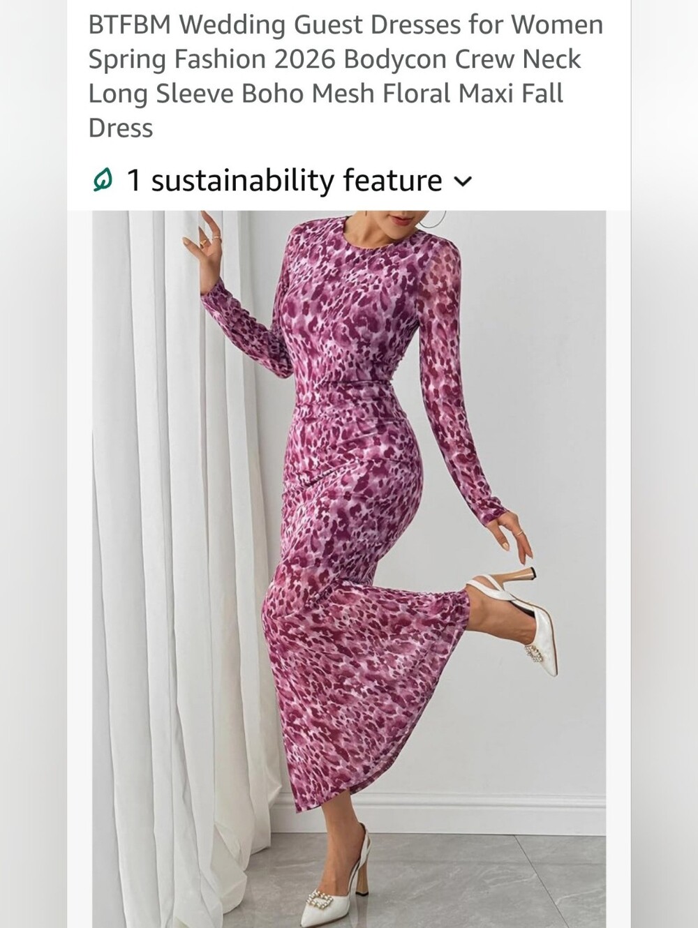 Long Sleeve Pink Mesh Maxi Dress